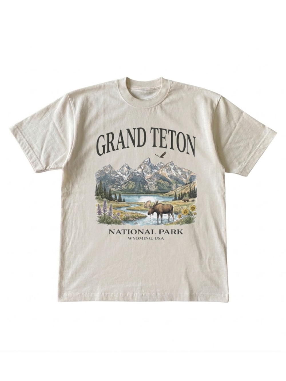 Gildan Grand Teton National Park Graphic Tee - Cream